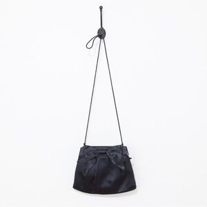 delill Hashimoto Black Satin with Bow Vintage Evening / Shoulder Bag or Clutch